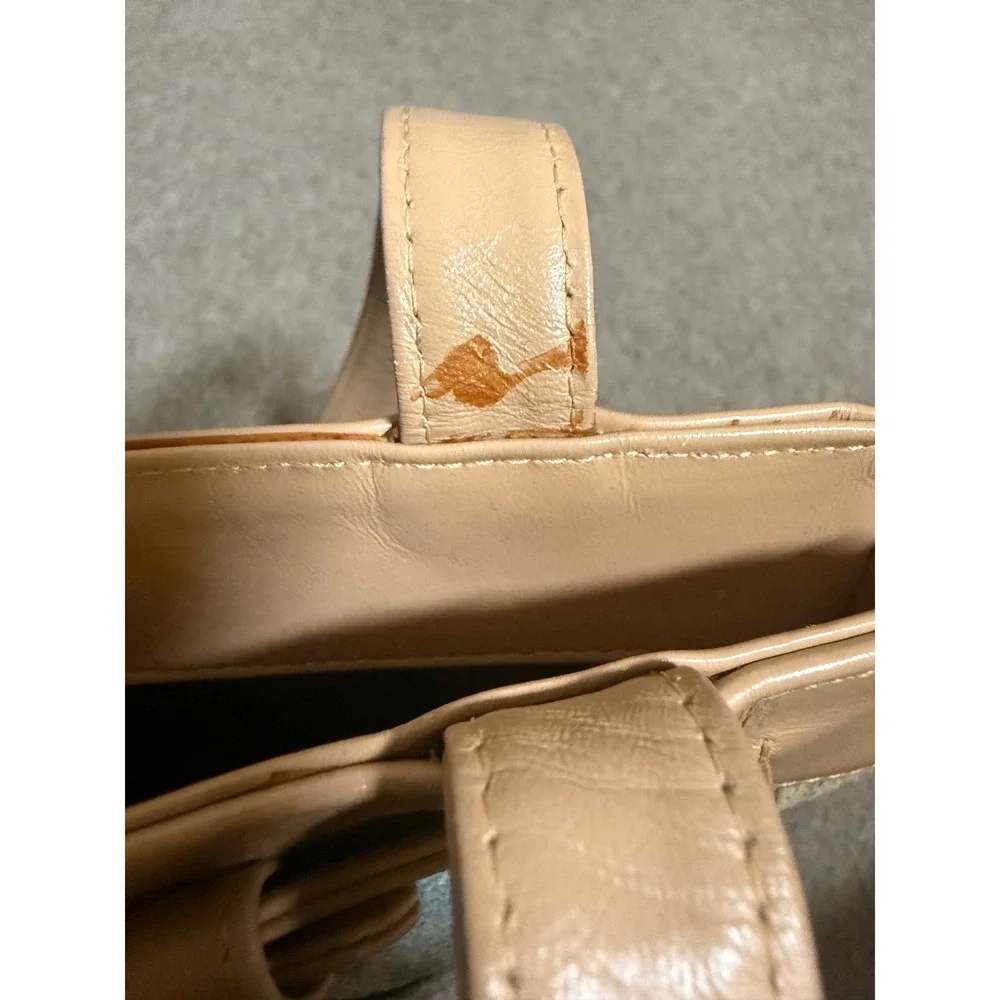 Eleganza Y2K Distressed Denim Tiger Print Shoulder Bag Tan Faux Leather Trim